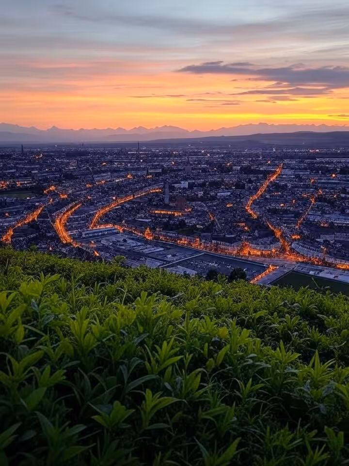 Aussicht vom Gurten auf Bern und die Alpen