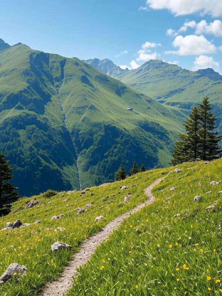Friedliche Alpenlandschaft in der Nähe von Zürich mit Wanderwegen