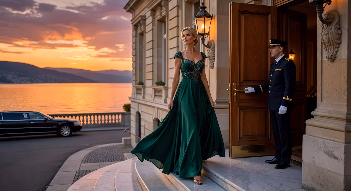 Elegante Ankunft zum Date in Lausanner Luxushotel