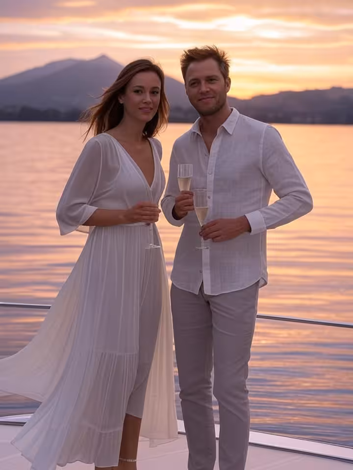 Privates Boot auf dem Zugersee bei Sonnenuntergang